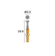 SCREASY - Vis à croix avec cheville argent mat, 3.5×35 mm pour les profils bombés (15 pcs./paq.)