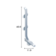 Pièce de liaison pour plinthes en aluminium à patte 60/11mm, argent